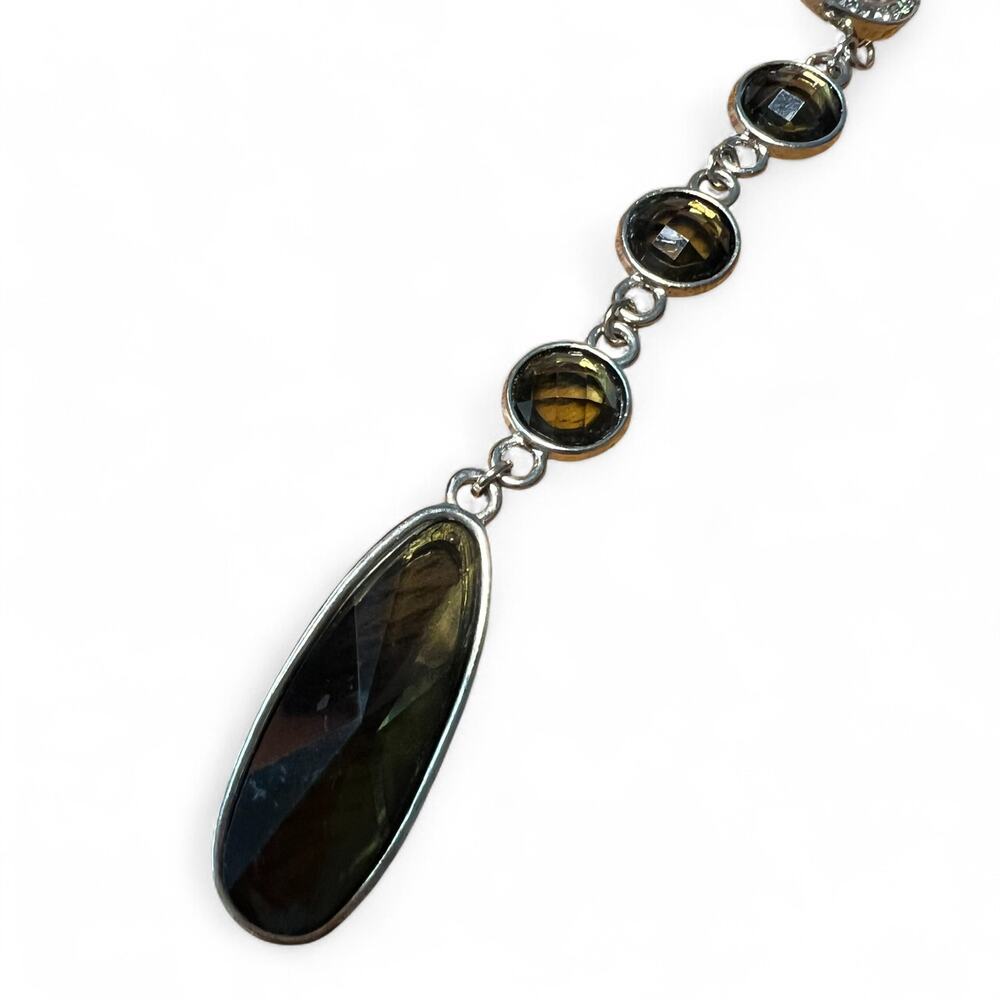 Sterling Silver Brown Gemstone Drop Necklace - Picture 6 of 7